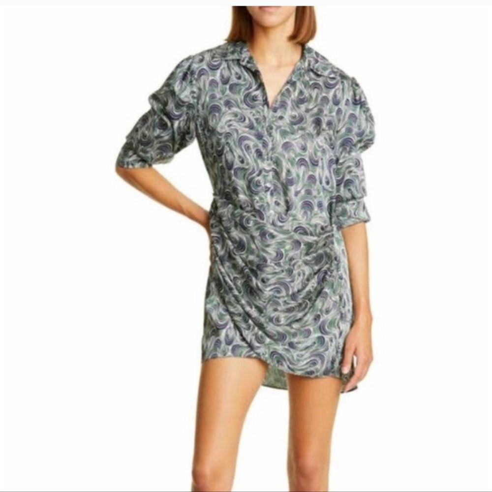 cinq a sept Green Paisley Mini Dress